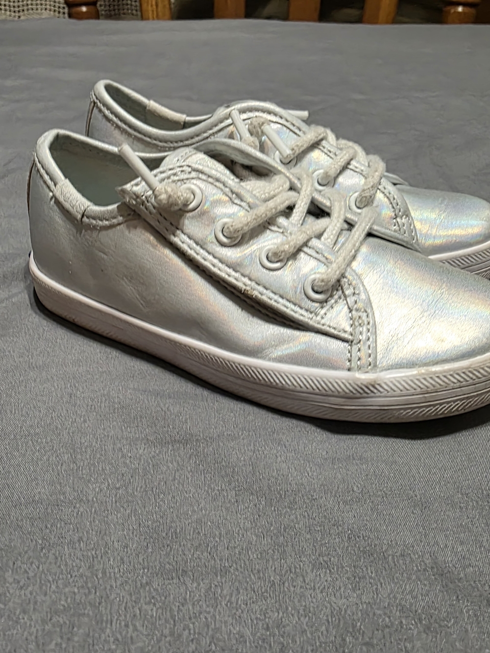 Keds Kids Iridescent Silver Lace-Up Sneakers